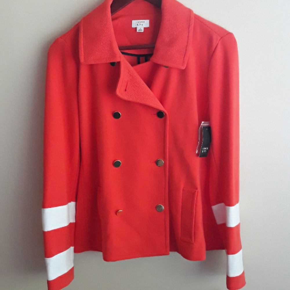 Crown and Ivy Orange Coat Button Up - Picture 6 of 7